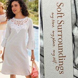 SOFT SURROUNDINGS NWT LOLANA DRESS BLACK WHITE PETITE MEDIUM